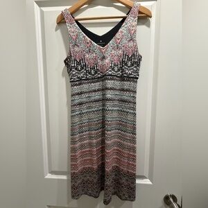 Athleta Super Soft Black and Pink Patterned Dress